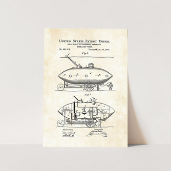 Submarine Vessel Patent Art Print