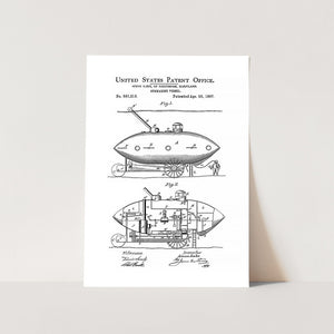 Submarine Vessel Patent Art Print