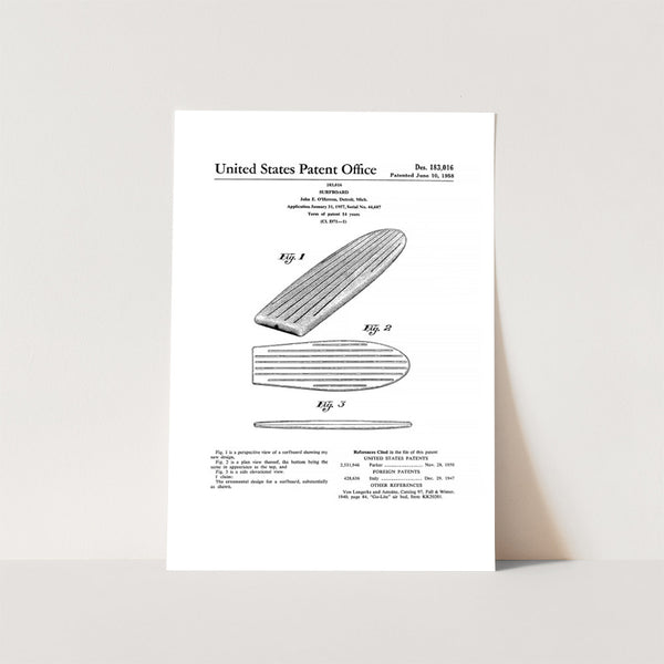 Surfboard Patent Art Print
