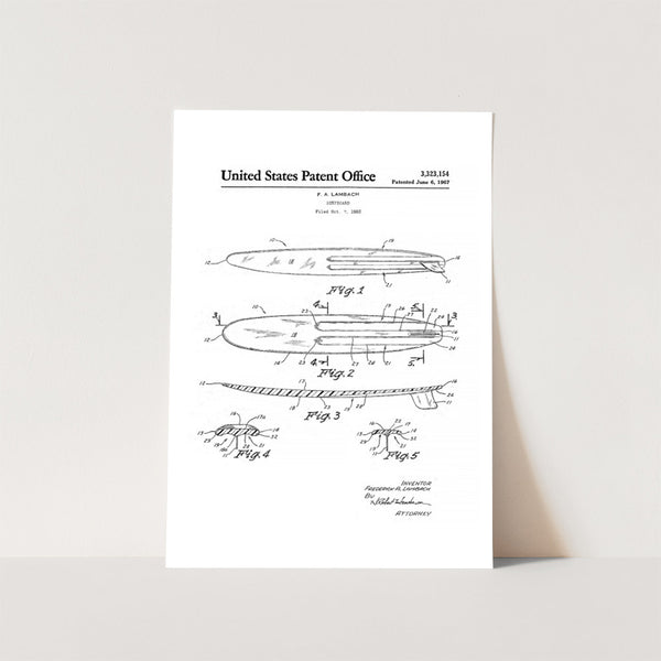 Surfboard Patent 2 Art Print