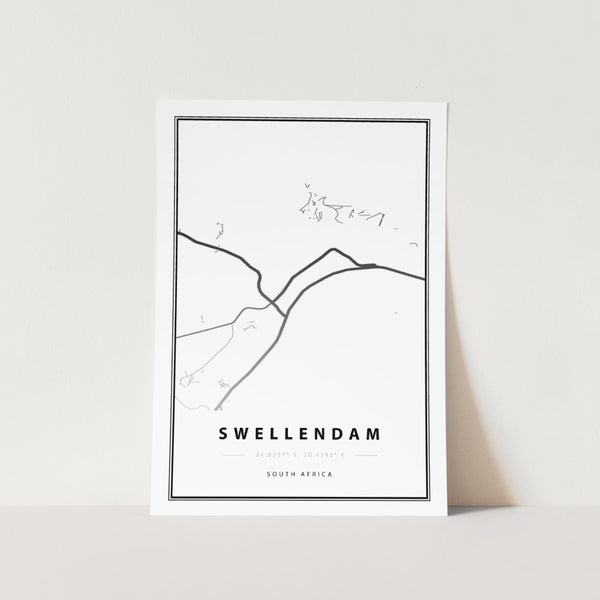 Swellendam Map Art Print