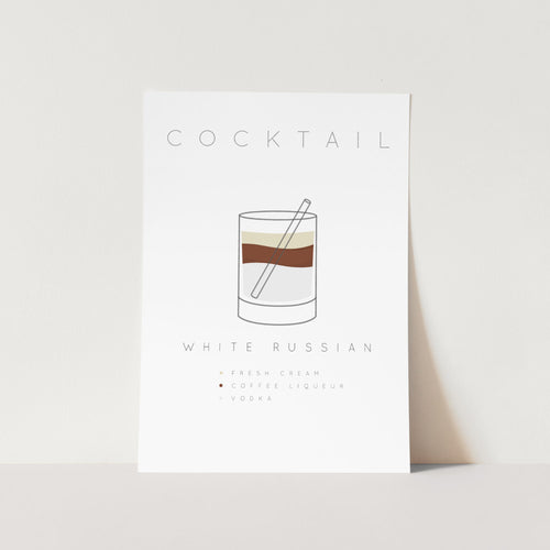 White Russian Cocktail Art Print