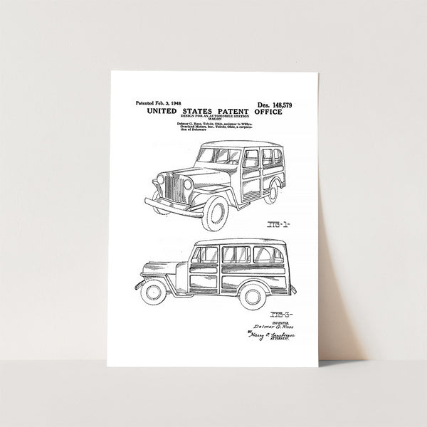 Willys Jeep Station Wagon Patent Art Print