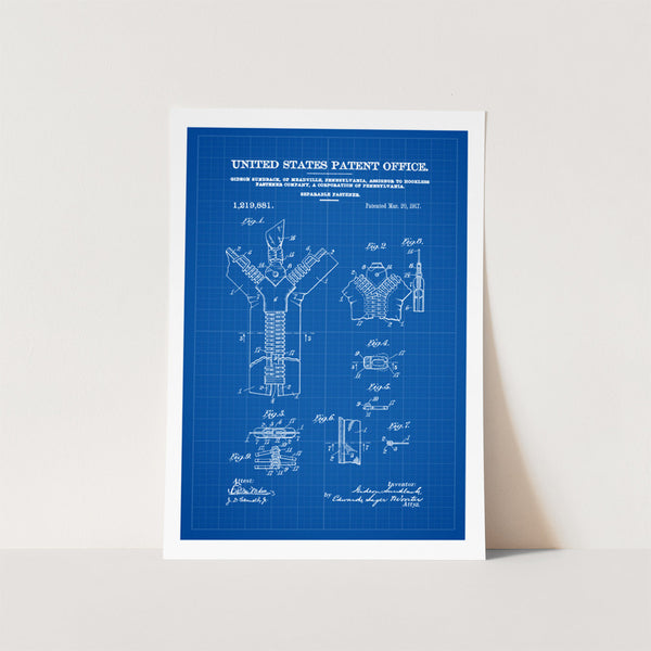 Zipper Patent Art Print